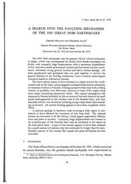 A Search Into the Faulting Mechanism of the 1891 Great Nori Earthquake