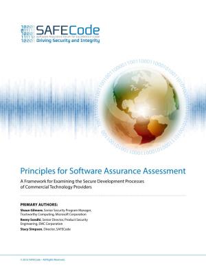 Principles for Software Assurance Assessment a Framework for Examining the Secure Development Processes of Commercial Technology Providers