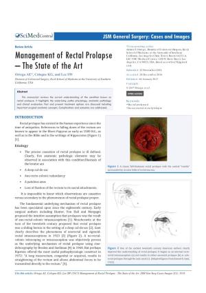 Management of Rectal Prolapse –The State of the Art