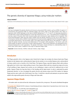 The Genetic Diversity of Japanese Wagyu Using Molecular Markers