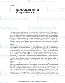 Health Consequences of Vegetarian Diets