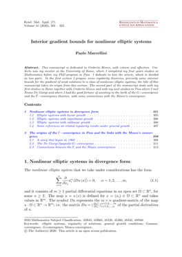 Interior Gradient Bounds for Nonlinear Elliptic Systems