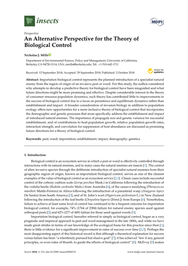 An Alternative Perspective for the Theory of Biological Control