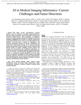 AI in Medical Imaging Informatics: Current Challenges and Future Directions