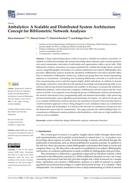 Ambalytics: a Scalable and Distributed System Architecture Concept for Bibliometric Network Analyses
