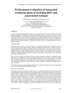 Performance Evaluation of Integrated Treatment Plant of Trickling Filter and Constructed Wetland