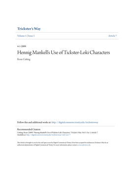 Hennig Mankell's Use of Tickster-Loki Characters Rosie Cutting
