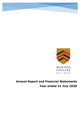 Annual Report and Financial Statements Year Ended 31 July 2020