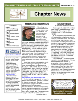 Chapter News Is Published We Have Just As Much Fun As the Kids, So Just a Reminder