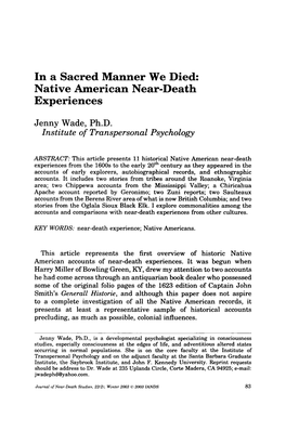 Native American Near-Death Experiences