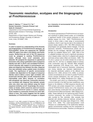 Taxonomic Resolution, Ecotypes and the Biogeography of Prochlorococcus