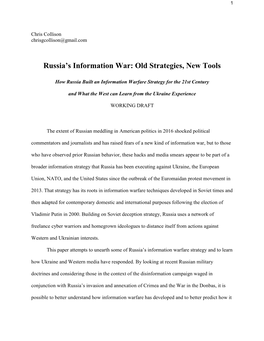 Russia's Information War: Old Strategies, New Tools