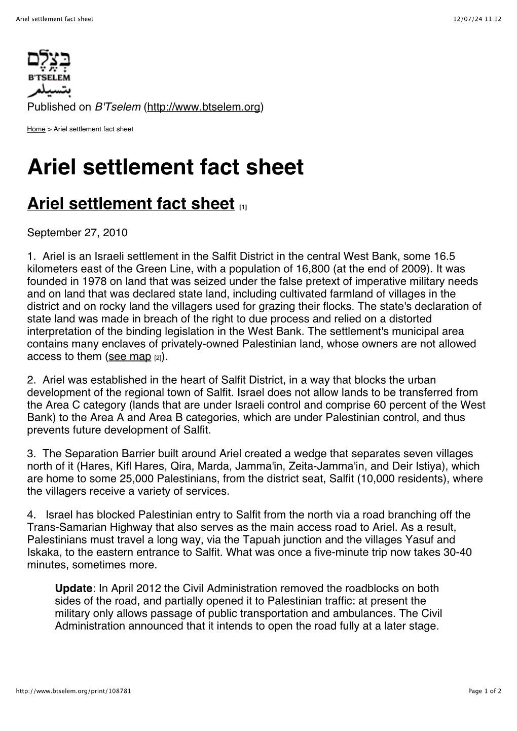 Ariel Settlement Fact Sheet 12/07/24 11:12