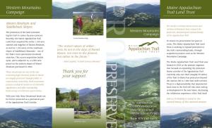 Western Mountains Campaign Maine Appalachian Trail Land Trust Thank