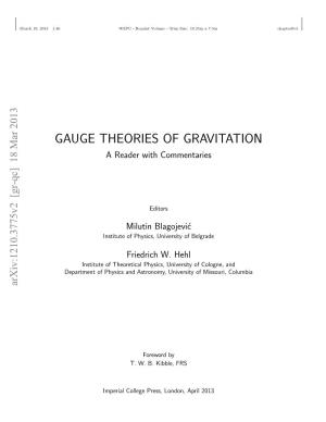 Gauge Theories of Gravitation