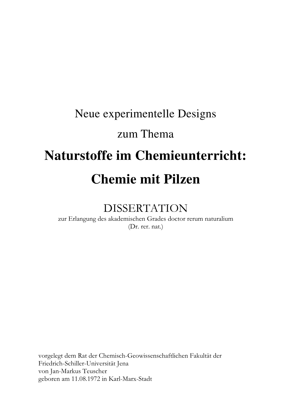 Naturstoffe Im Chemieunterricht: Chemie Mit Pilzen