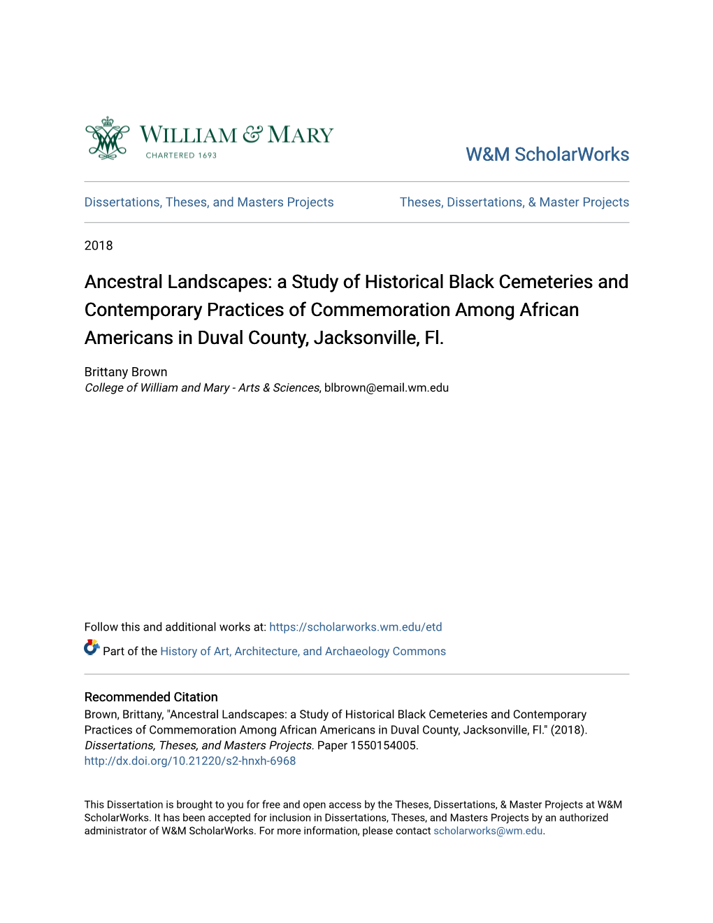 Ancestral Landscapes: a Study of Historically Black Cemeteries