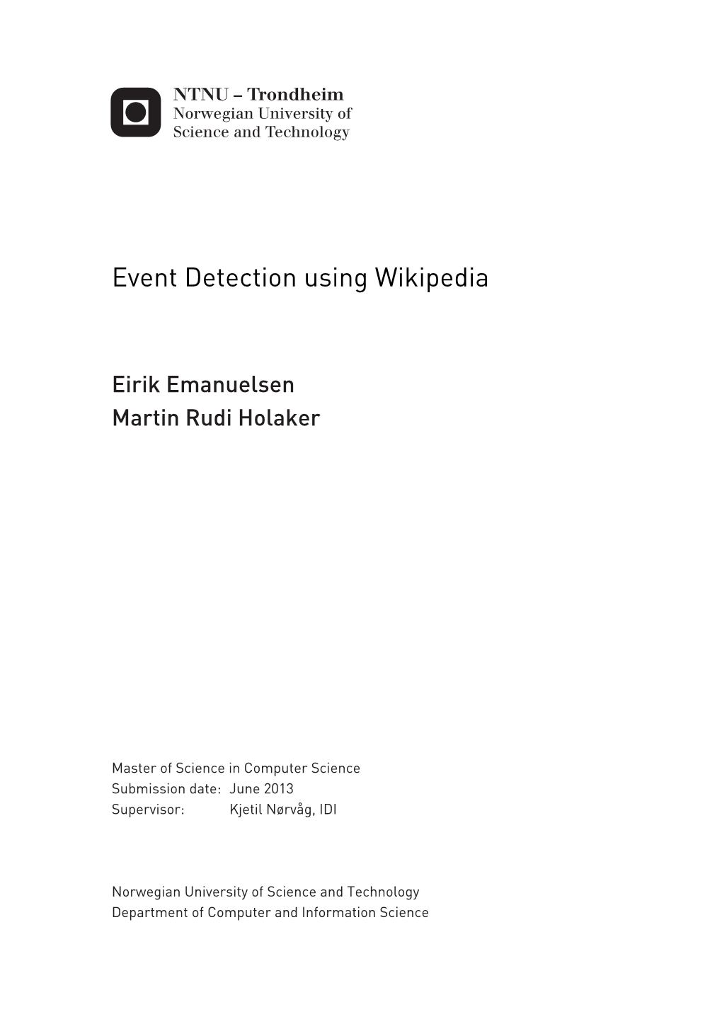 Event Detection Using Wikipedia