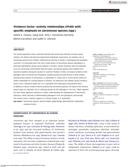 Virulence Factor–Activity Relationships (VFAR) with Speciﬁc Emphasis on Aeromonas Species (Spp.) Ashok K