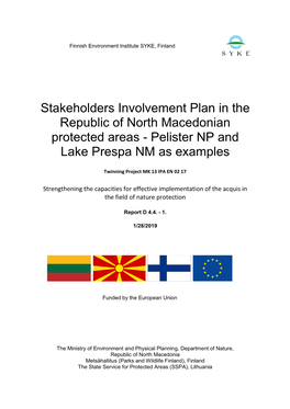 Stakeholders Involvement Plan in the Republic of North Macedonian Protected Areas - Pelister NP and Lake Prespa NM As Examples