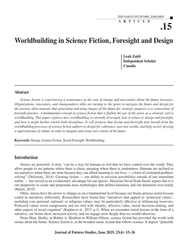 Worldbuilding in Science Fiction, Foresight and Design