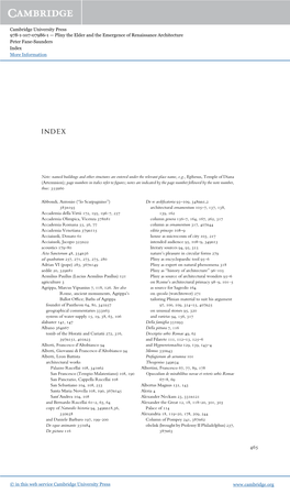 Cambridge University Press 978-1-107-07986-1 — Pliny the Elder and the Emergence of Renaissance Architecture Peter Fane-Saunders Index More Information