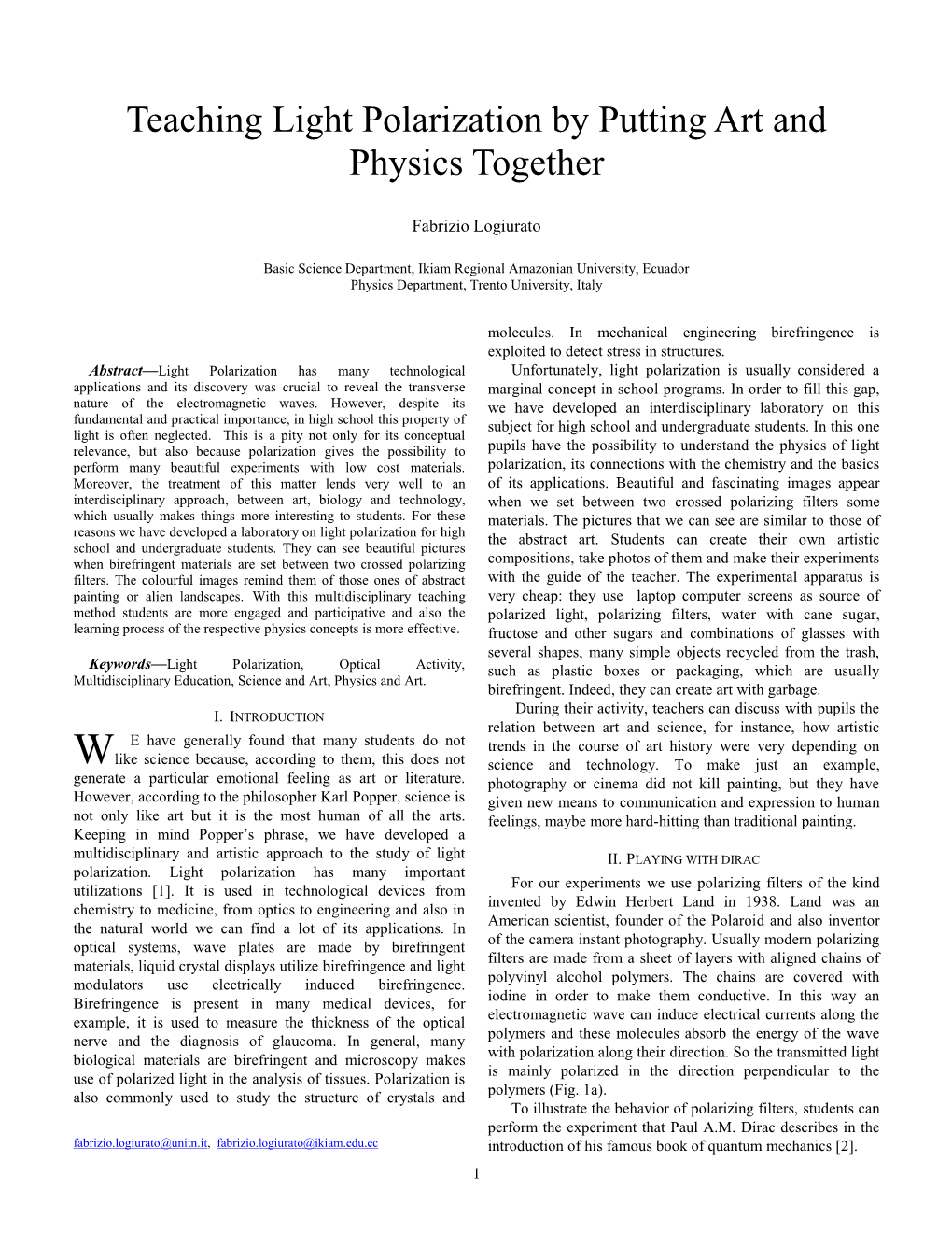 Teaching Light Polarization by Putting Art and Physics Together