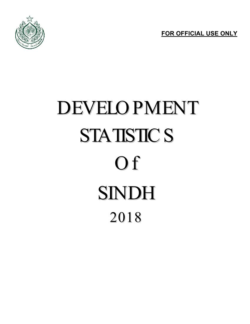 Development Statistics of Sindh” on Vast Majority of Socio-Economic Sectors