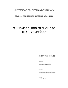 “El Hombre Lobo En El Cine De Terror Español”