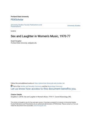Sex and Laughter in Women's Music, 1970-77