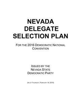 Nevada Delegate Selection Plan