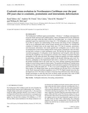 Coulomb Stress Evolution in Northeastern Caribbean Over the Past 250 Years Due to Coseismic, Postseismic and Interseismic Deformation