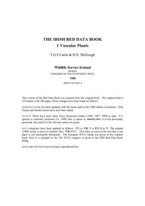 THE IRISH RED DATA BOOK 1 Vascular Plants