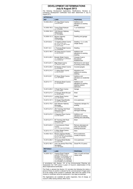 DEVELOPMENT DETERMINATIONS July & August 2013