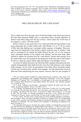 The Casualties of the Latin Iliad*