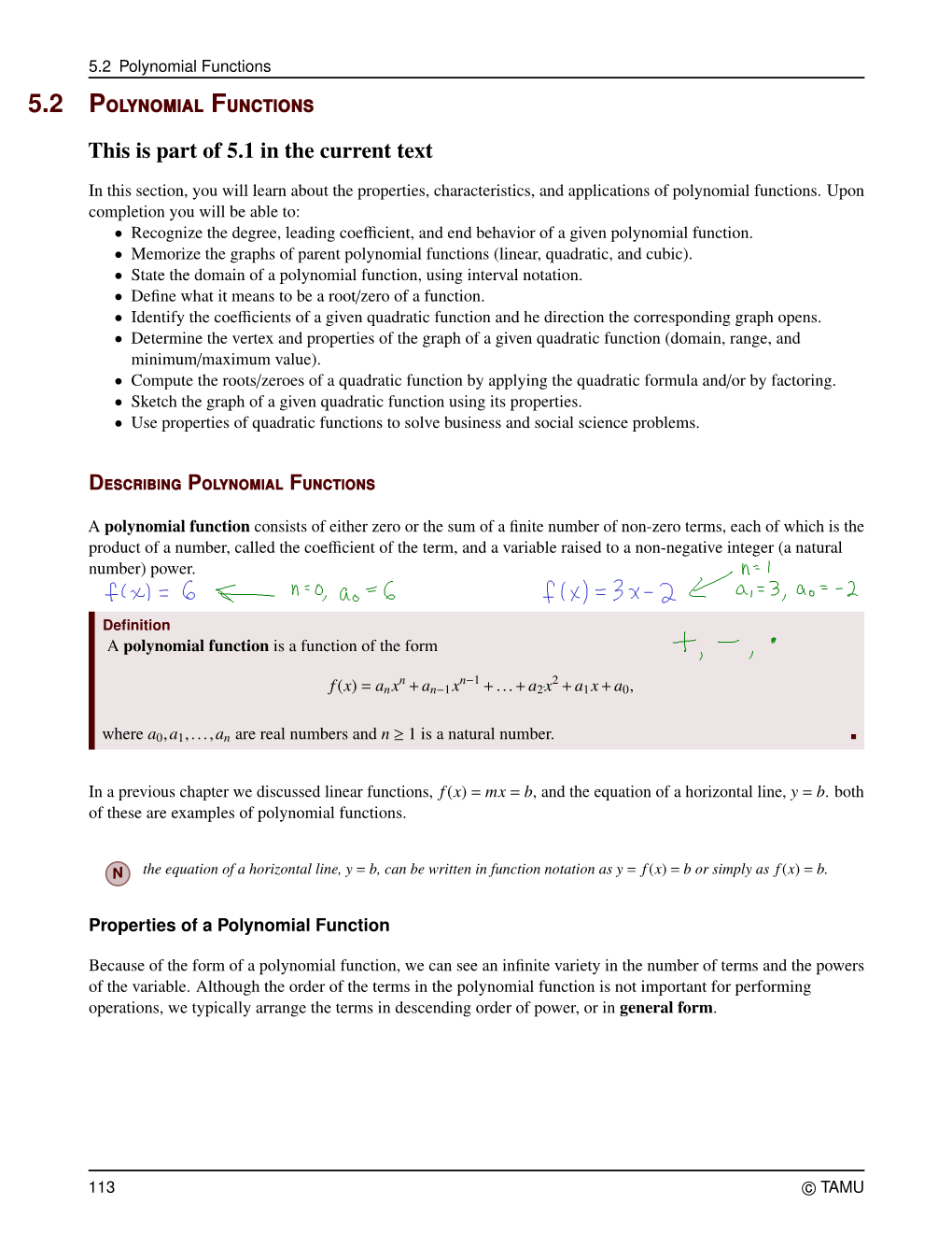 5.2 Polynomial Functions 5.2 Polynomialfunctions