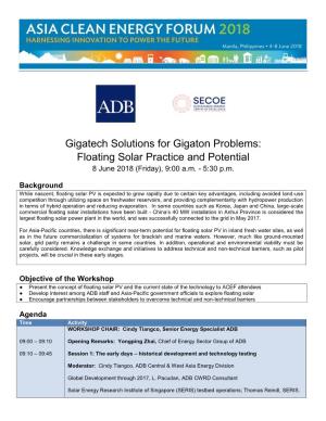 Floating Solar Practice and Potential 8 June 2018 (Friday), 9:00 A.M