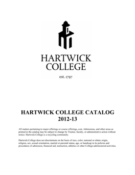 Hartwick College Catalog 2012-13