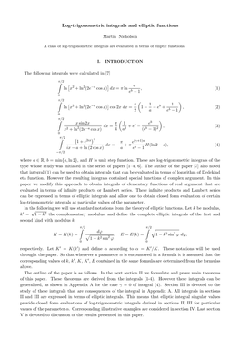 Log-Trigonometric Integrals and Elliptic Functions