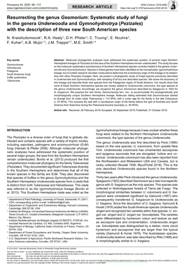 Systematic Study of Fungi in the Genera Underwoodia and Gymnohydnotrya (Pezizales) with the Description of Three New South American Species