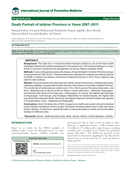 Death Portrait of Isfahan Province in Years 2007–2011