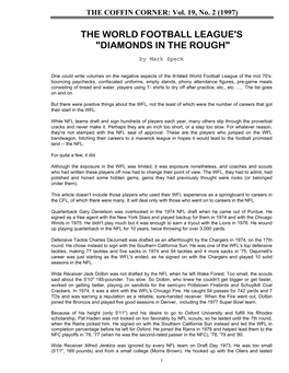 The World Football League's "Diamonds in the Rough"