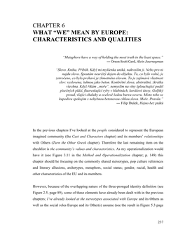 Mean by Europe: Characteristics and Qualities
