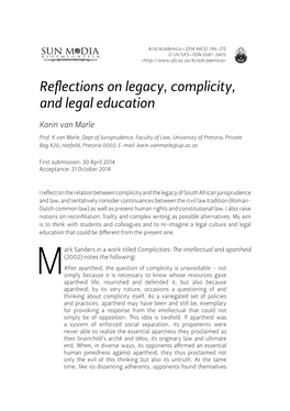 Reflections on Legacy, Complicity, and Legal Education