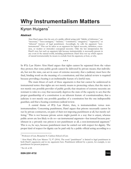 Why Instrumentalism Matters Kyron Huigens*