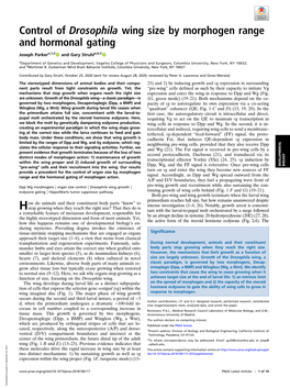 Control of Drosophila Wing Size by Morphogen Range and Hormonal Gating