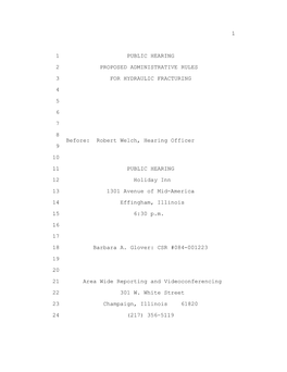 1 1 Public Hearing 2 Proposed Administrative Rules 3 For