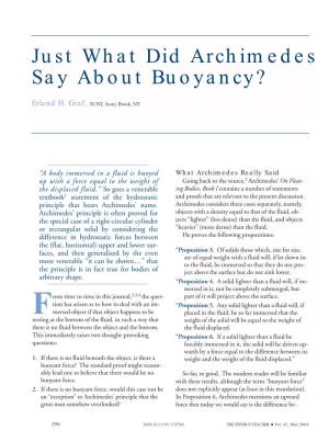 Just What Did Archimedes Say About Buoyancy?