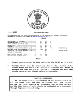 10.09.2015 Mediation Cause List