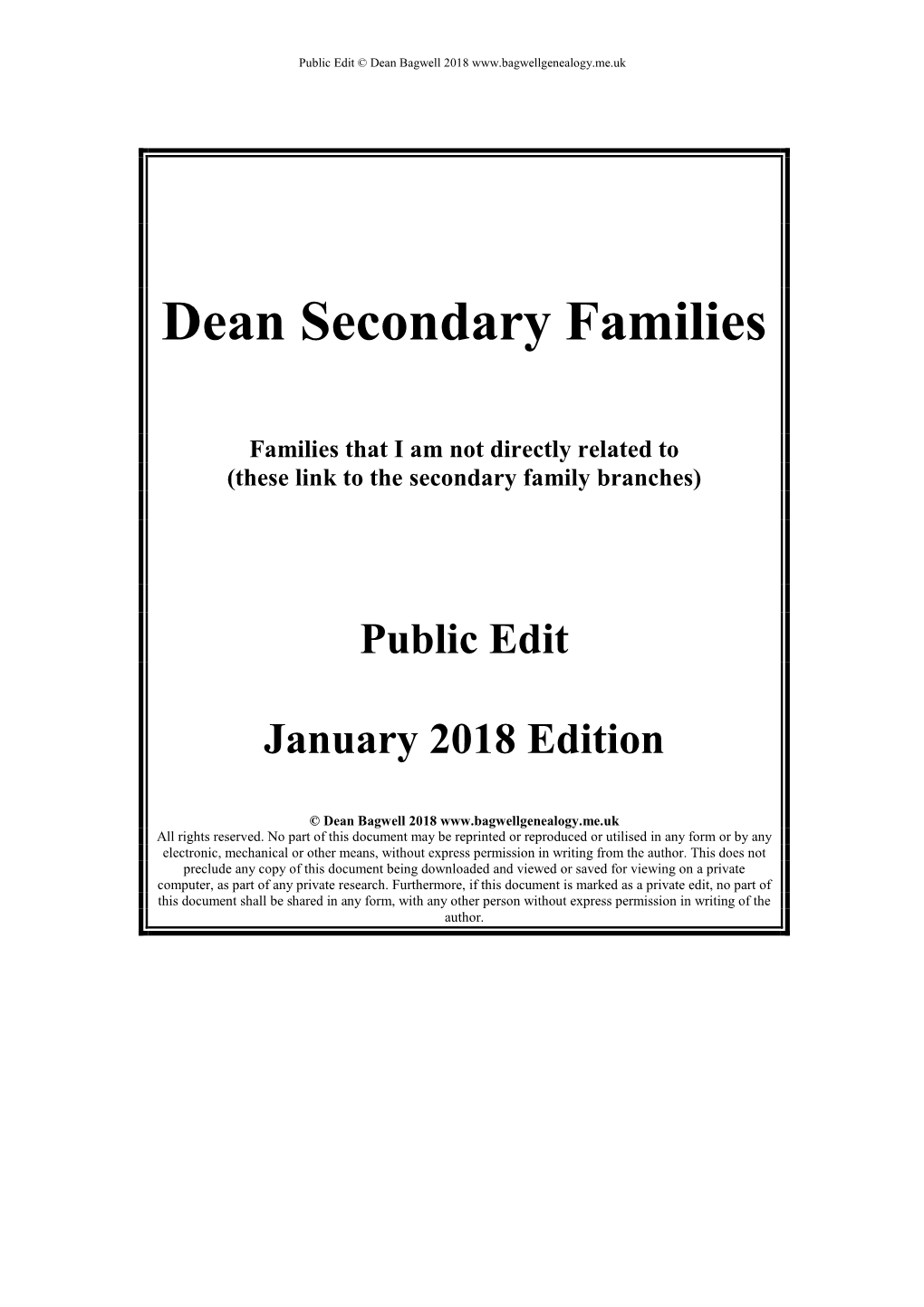 Dean Secondary Families